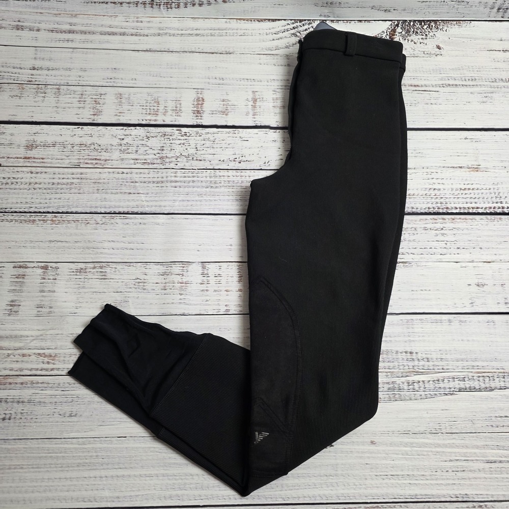 Tuff Rider Ladies Long Ribbed Knee Patch Breeches Black Size 30x31 Equestrian